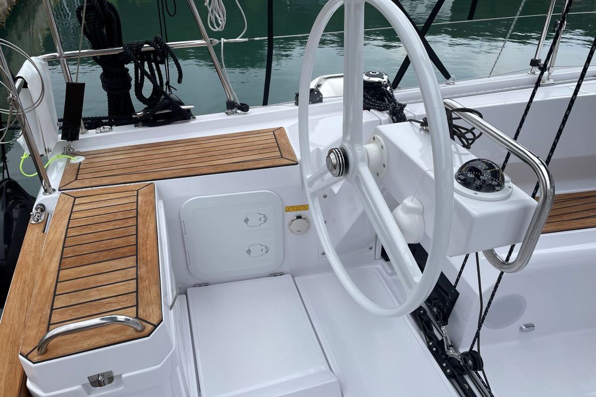 Cockpit of Luna, a Elan E4 sailboat at Grad Pula, Croatia