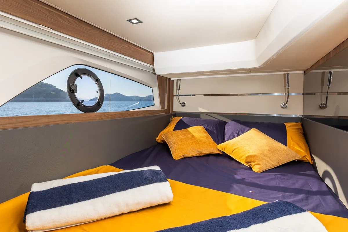 Cabin on Lomar, a Sealine F430 yacht at Dubrovnik, Croatia