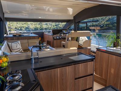 Galley of Lomar, a Sealine F430 yacht at Dubrovnik, Croatia