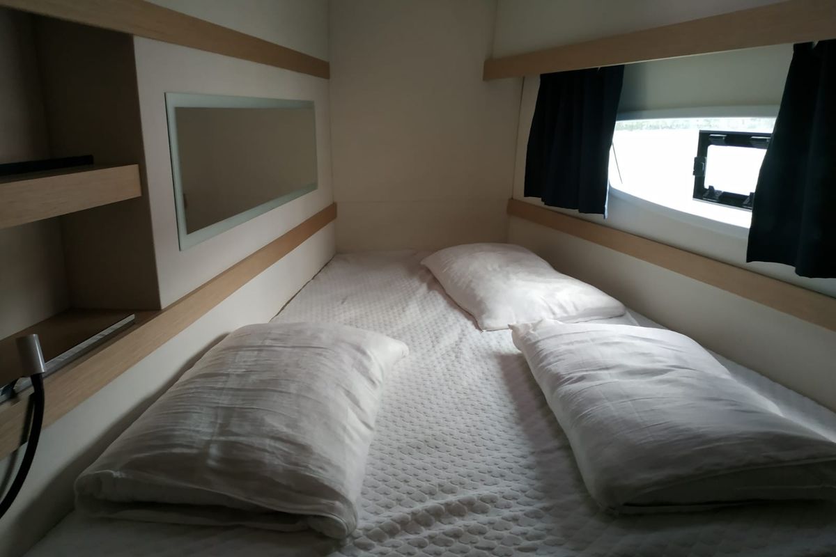 Cabin on Margarita, a Fountaine Pajot Lucia 40 catamaran at Procida, Italy