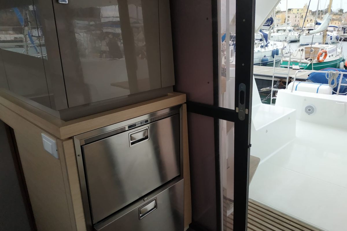 Galley of Margarita, a Fountaine Pajot Lucia 40 catamaran at Procida, Italy