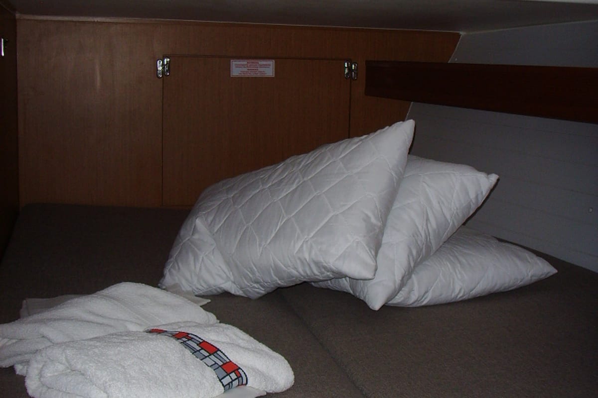 Cabin on Patroklos, a Bavaria Cruiser 45 sailboat at Municipal Unit of Lefkada, Greece