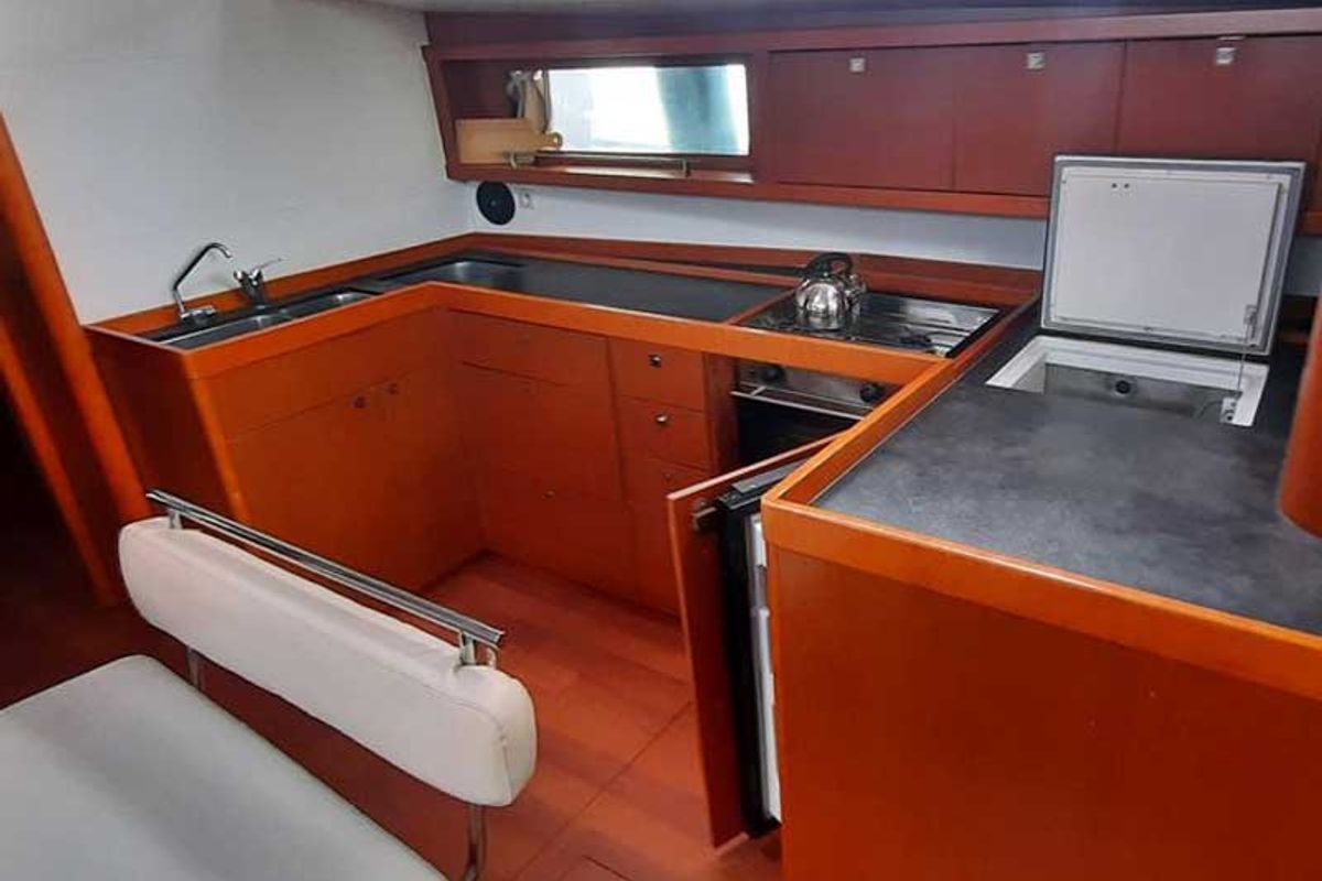Galley of Vanitosa, a Beneteau Oceanis 48 sailboat at Punta Ala, Italy
