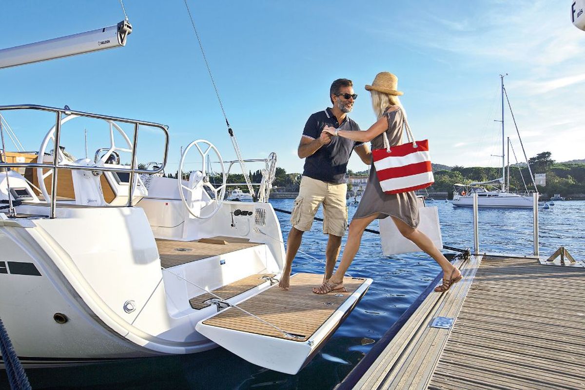 Deck of Eneja, a Bavaria Cruiser 37 sailboat at Općina Sukošan, Croatia