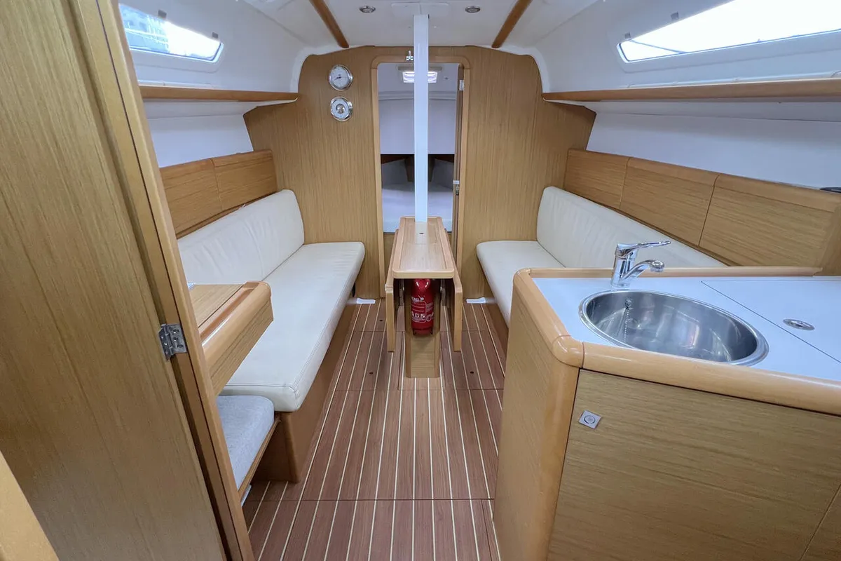 Salon of Thunder, a Jeanneau Sun Odyssey 30i sailboat at Flensburg, Germany