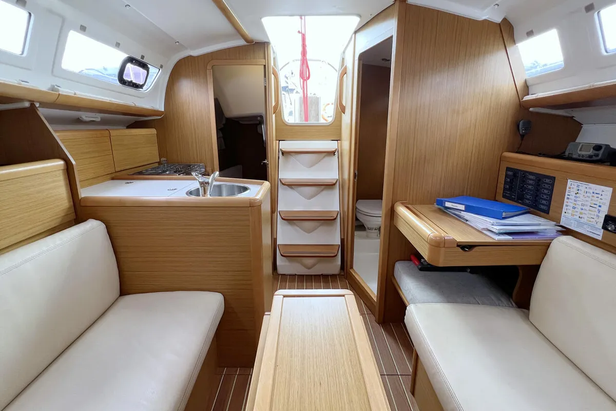 Salon of Thunder, a Jeanneau Sun Odyssey 30i sailboat at Flensburg, Germany