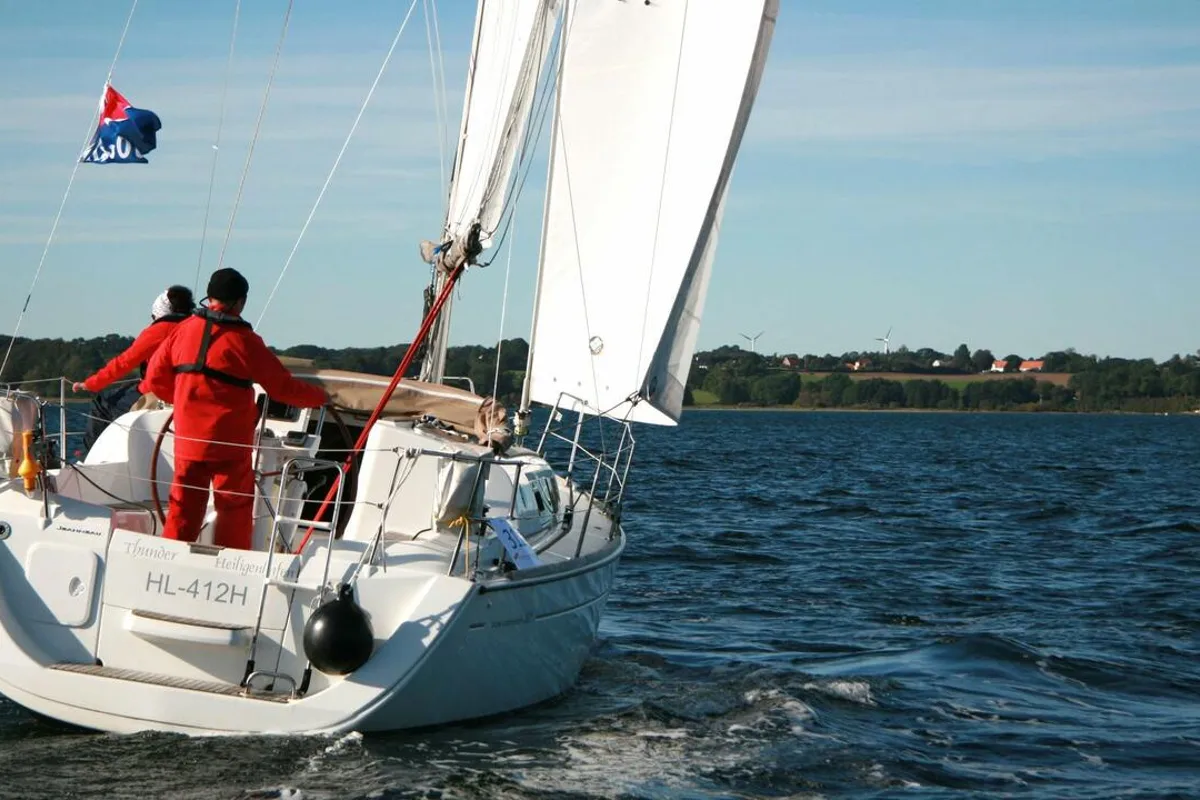 Exterior view of Thunder, a Jeanneau Sun Odyssey 30i sailboat at Flensburg, Germany