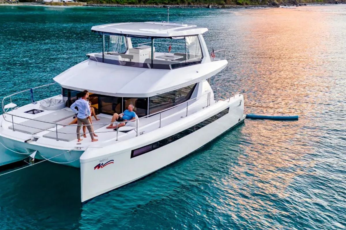Exterior view of Moorings 464PC Exclusive, a Leopard 46PC catamaran at Općina Marina, Croatia