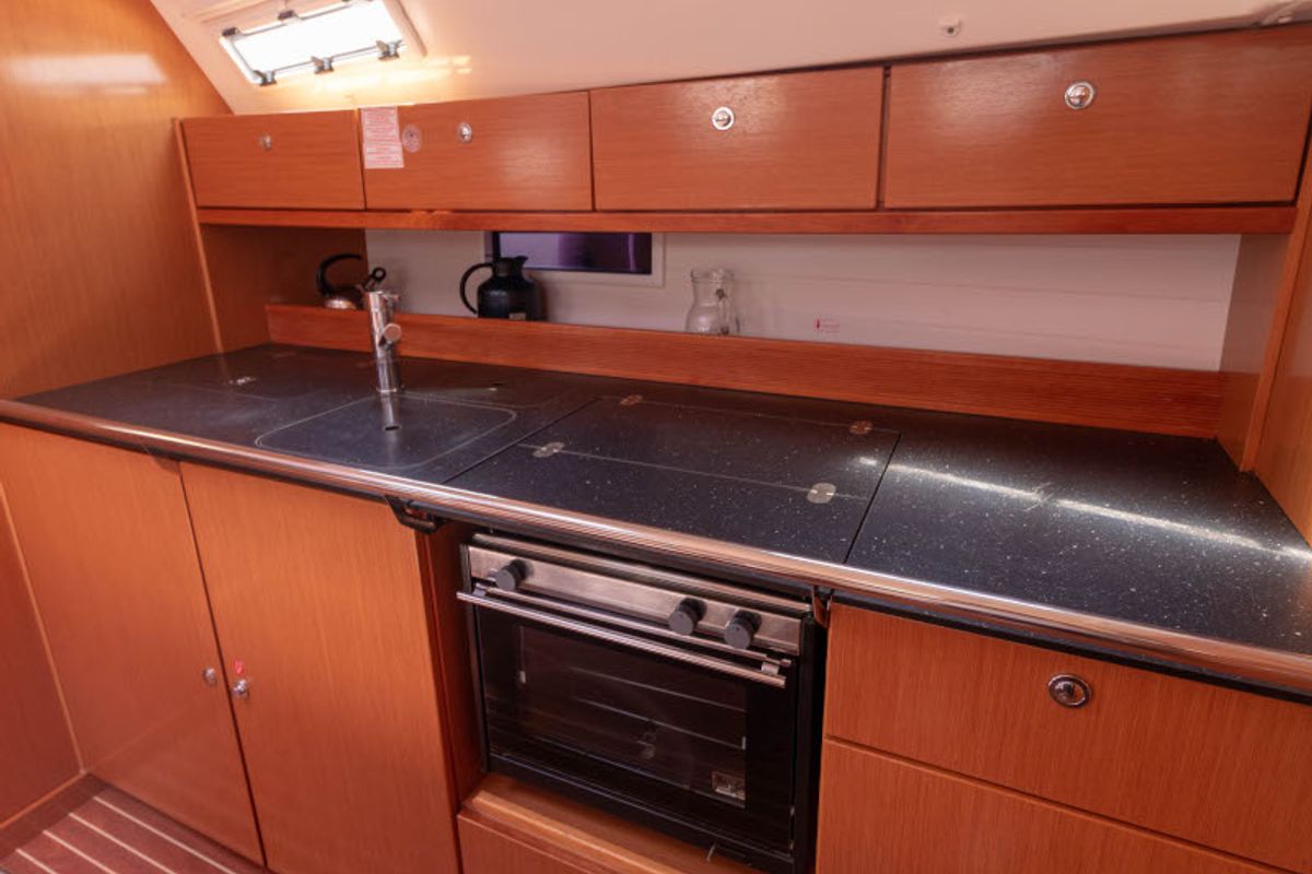 Galley of Ginevra, a Bavaria 40 Cruiser sailboat at Palermo, Italy