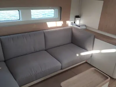 Salon of Extra mile, a Beneteau First 53 sailboat at Lavreotiki Municipal Unit, Greece