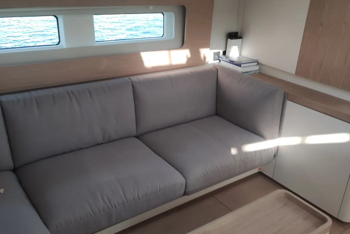 Salon of Extra mile, a Beneteau First 53 sailboat at Lavreotiki Municipal Unit, Greece