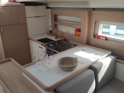 Galley of Extra mile, a Beneteau First 53 sailboat at Lavreotiki Municipal Unit, Greece
