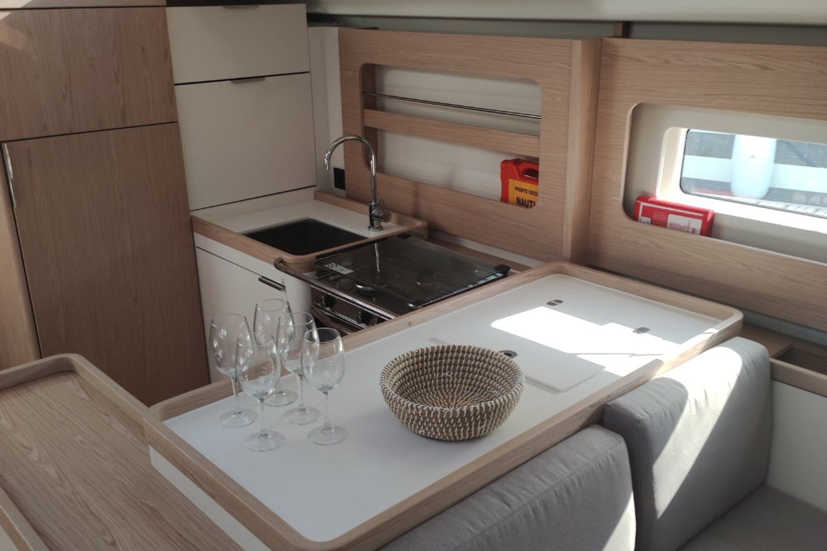 Galley of Extra mile, a Beneteau First 53 sailboat at Lavreotiki Municipal Unit, Greece