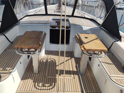 Deck of Extra mile, a Beneteau First 53 sailboat at Lavreotiki Municipal Unit, Greece