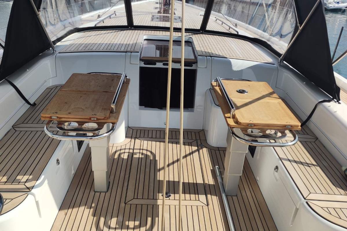 Deck of Extra mile, a Beneteau First 53 sailboat at Lavreotiki Municipal Unit, Greece