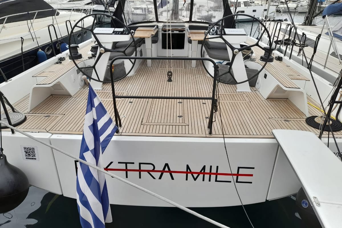 Exterior view of Extra mile, a Beneteau First 53 sailboat at Lavreotiki Municipal Unit, Greece