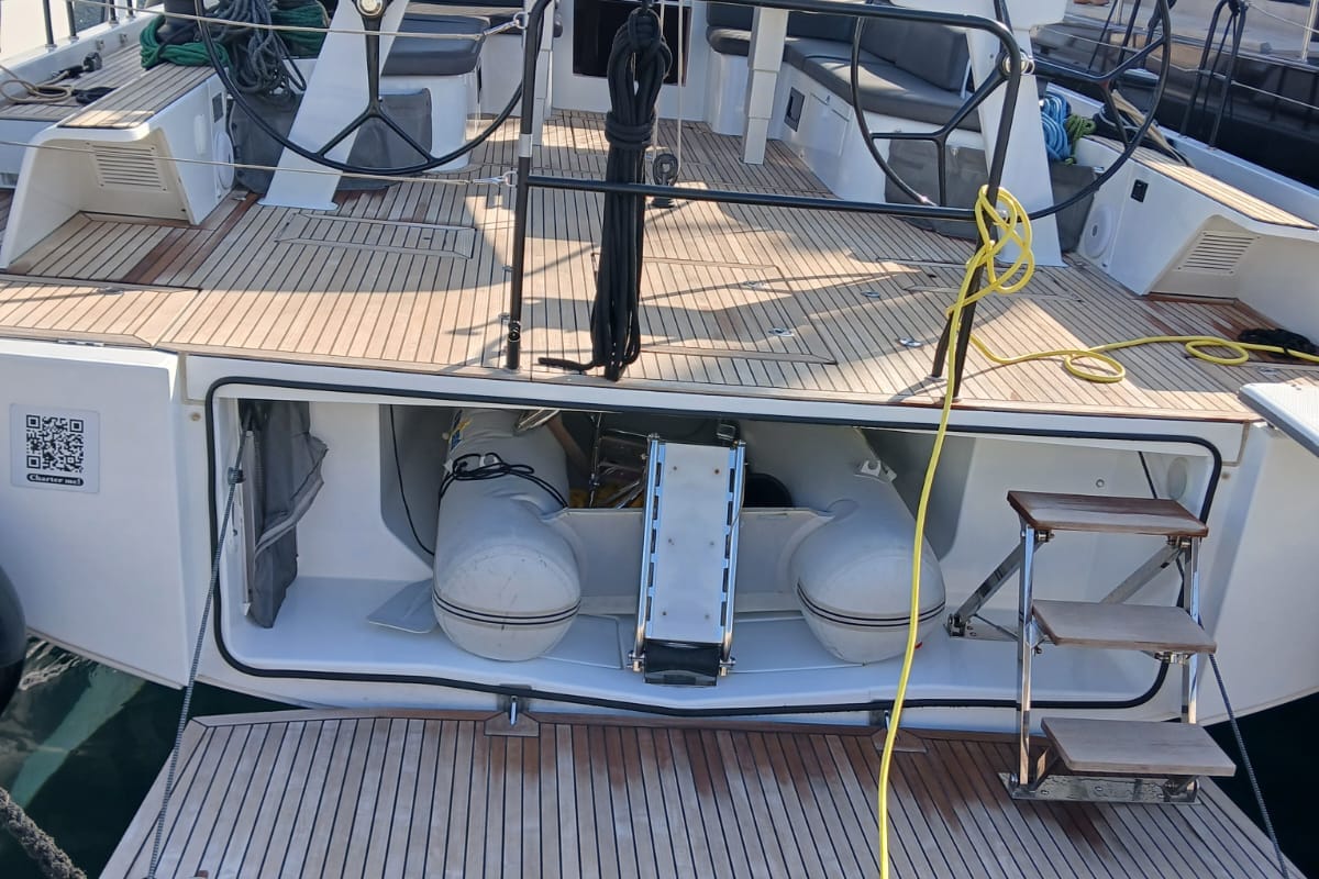 Deck of Extra mile, a Beneteau First 53 sailboat at Lavreotiki Municipal Unit, Greece