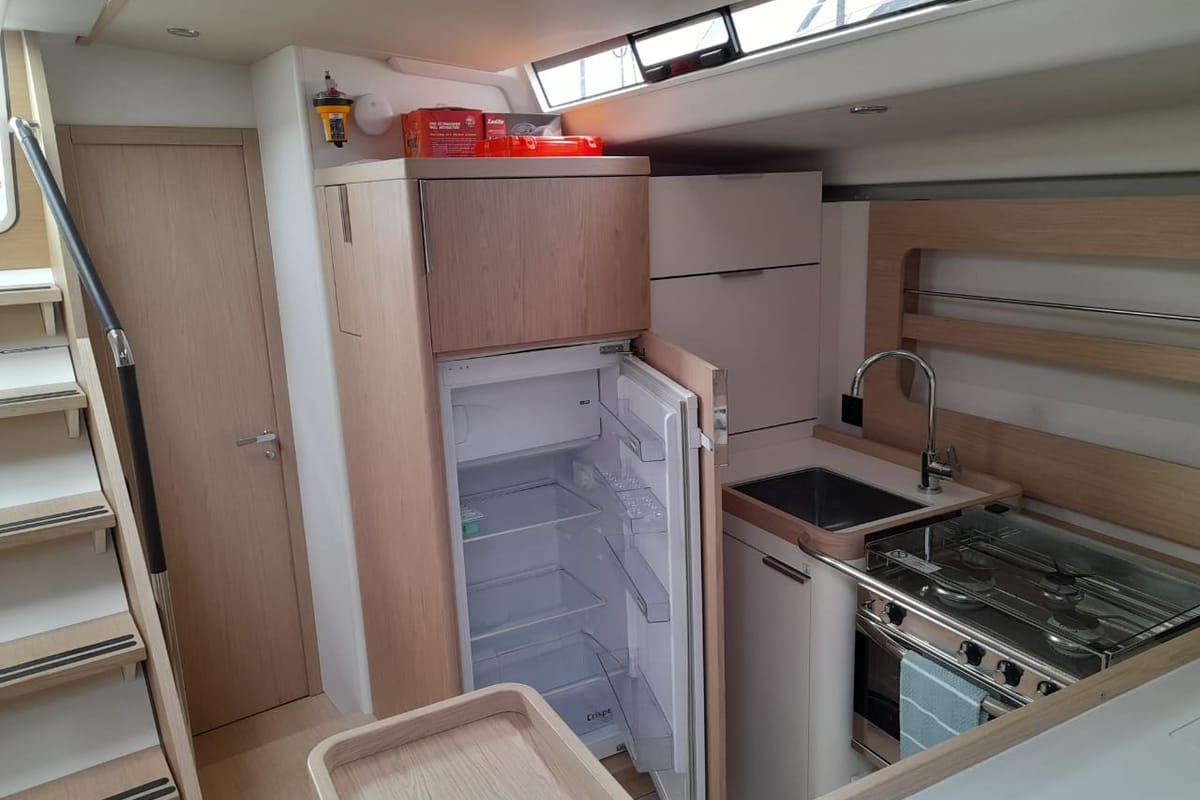 Galley of Extra mile, a Beneteau First 53 sailboat at Lavreotiki Municipal Unit, Greece
