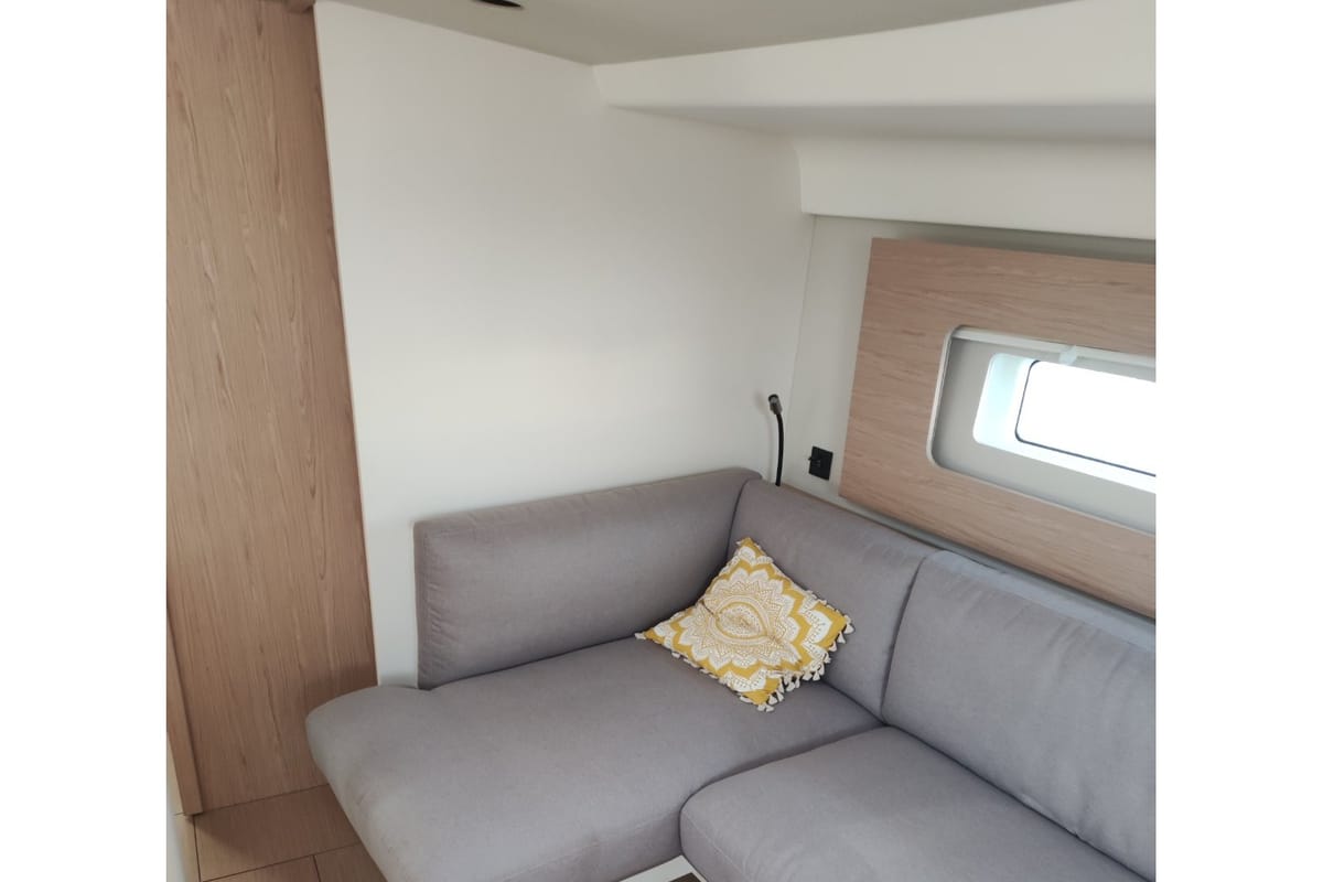 Salon of Extra mile, a Beneteau First 53 sailboat at Lavreotiki Municipal Unit, Greece