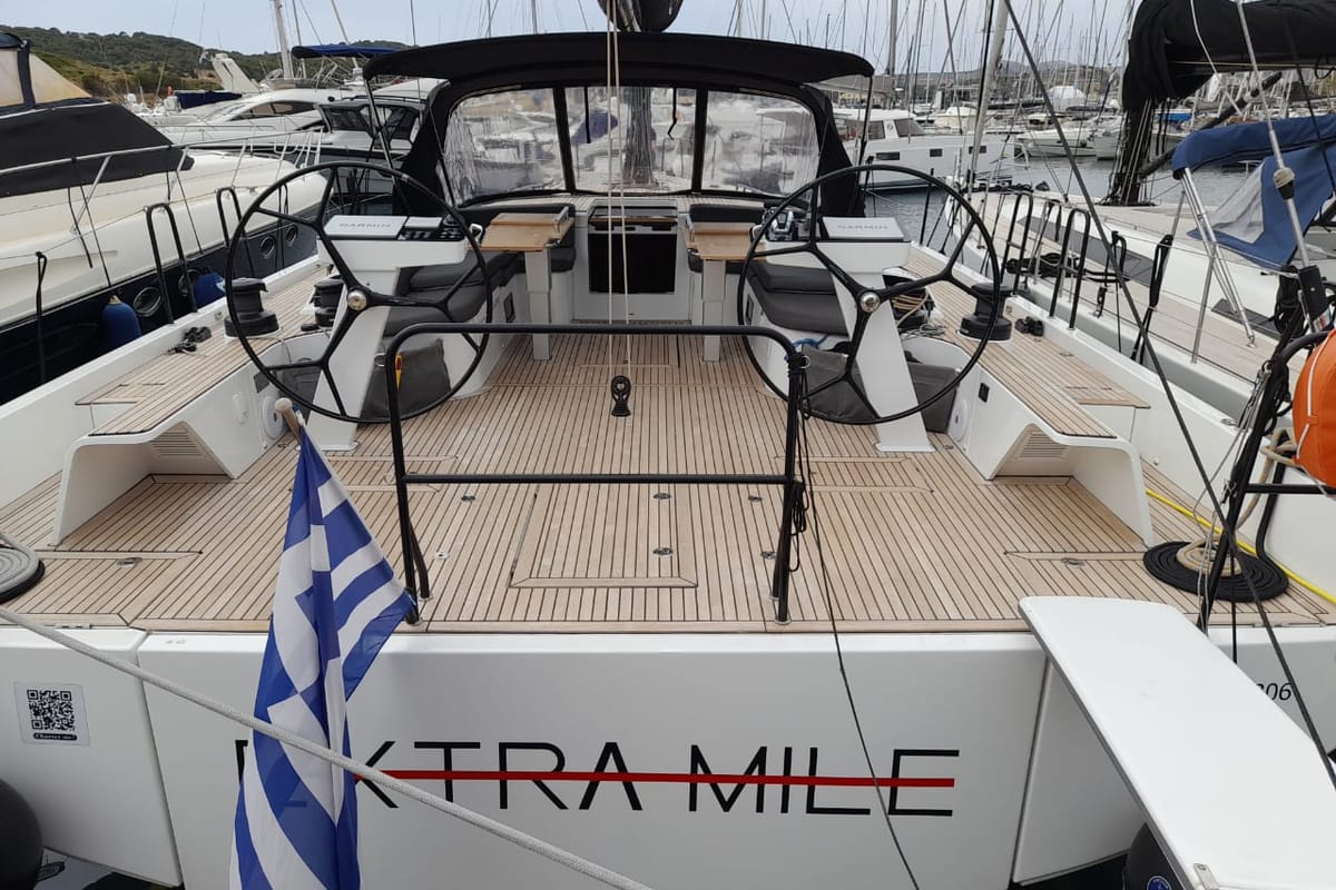 Exterior view of Extra mile, a Beneteau First 53 sailboat at Lavreotiki Municipal Unit, Greece