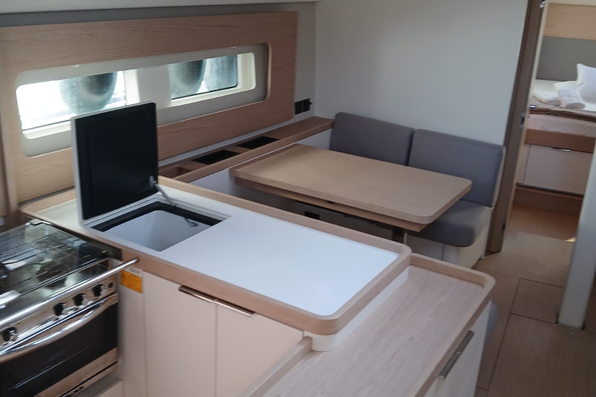 Galley of Extra mile, a Beneteau First 53 sailboat at Lavreotiki Municipal Unit, Greece