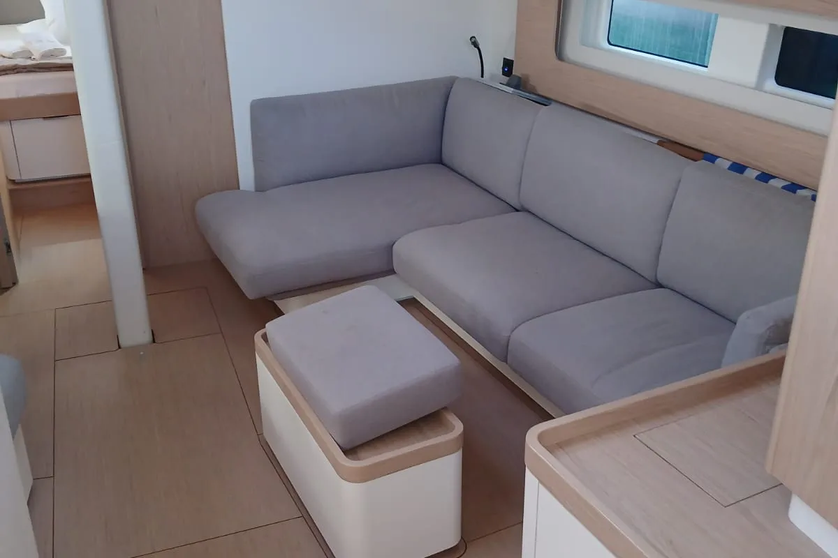 Salon of Extra mile, a Beneteau First 53 sailboat at Lavreotiki Municipal Unit, Greece