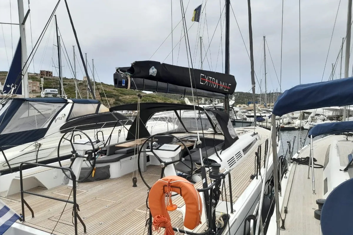 Exterior view of Extra mile, a Beneteau First 53 sailboat at Lavreotiki Municipal Unit, Greece