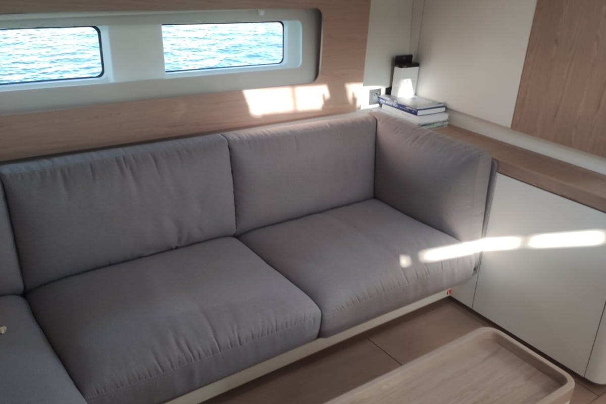 Salon of Extra mile, a Beneteau First 53 sailboat at Lavreotiki Municipal Unit, Greece