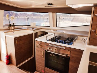 Galley of Taurus, a Bali 4.8 catamaran at Marmaris, Turkey