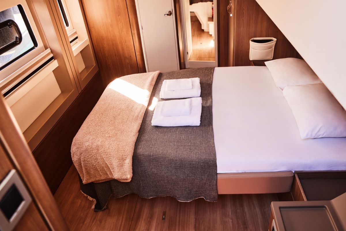 Cabin on Taurus, a Bali 4.8 catamaran at Marmaris, Turkey