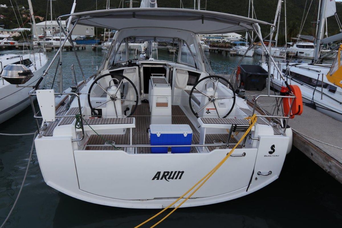 Exterior view of Arun, a Beneteau Oceanis 38.1 sailboat at Road Town, British Virgin Islands