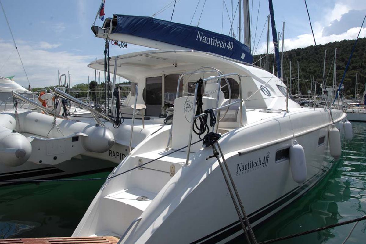 Exterior view of Rapido, a Nautitech Rochefort Nautitech 40 catamaran at Split, Croatia