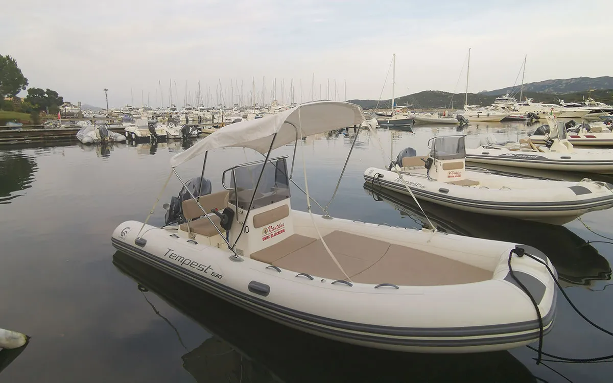 Exterior view of n. 1, a Capelli Tempest 530 rib at Cannigione, Italy