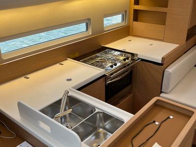 Galley of Naoussa, a Jeanneau Sun Odyssey 410 sailboat at Palma de Mallorca, Spain