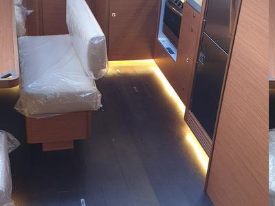 Galley of Valchiria, a Dufour 470 sailboat at Tonnarella, Italy