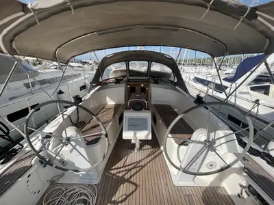 Cockpit of GITA, a Bavaria Cruiser 37 sailboat at Općina Sukošan, Croatia