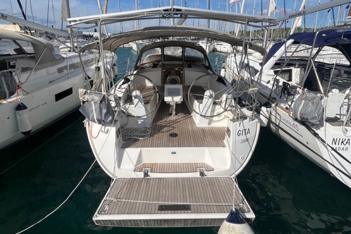 Exterior view of GITA, a Bavaria Cruiser 37 sailboat at Općina Sukošan, Croatia