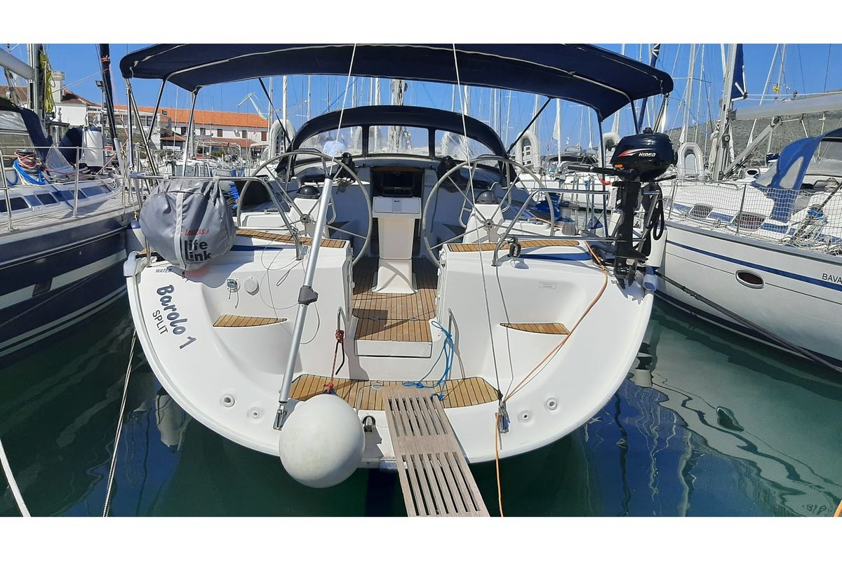 Exterior view of Barolo I, a Bavaria 50 sailboat at Grad Trogir, Croatia
