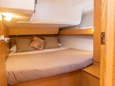 Cabin on Discovery Planet, a Dufour 460 Grand Large sailboat at Palermo, Italy