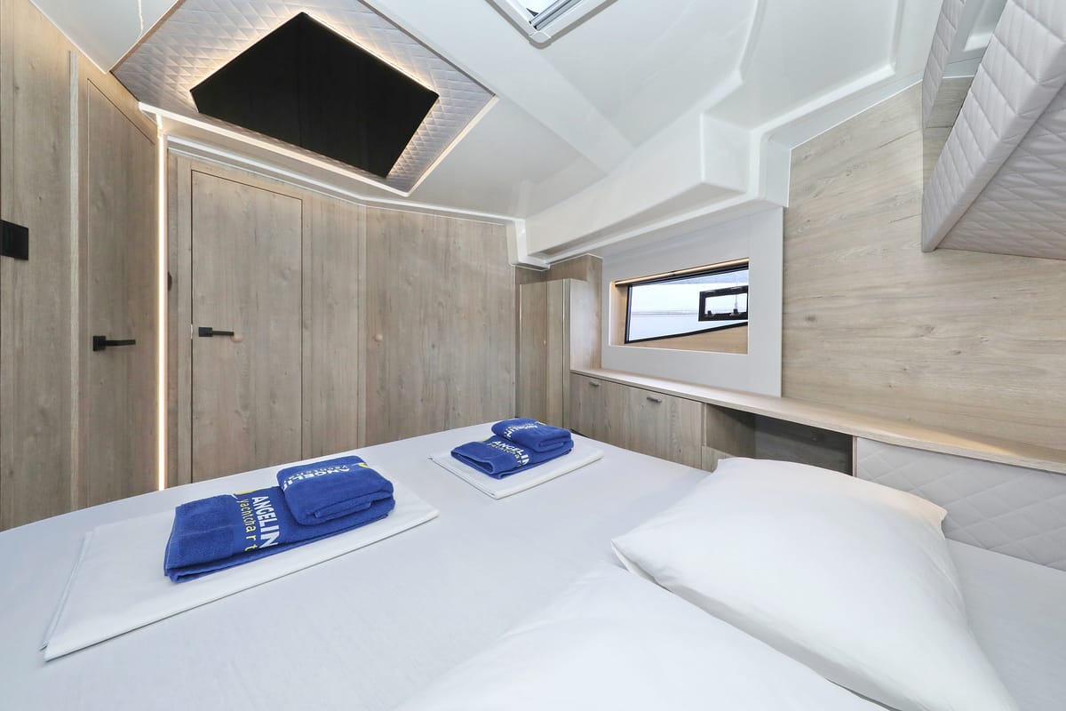 Cabin on Mackata, a Cobra Yachts Seamaster 45 yacht at Grad Vodice, Croatia