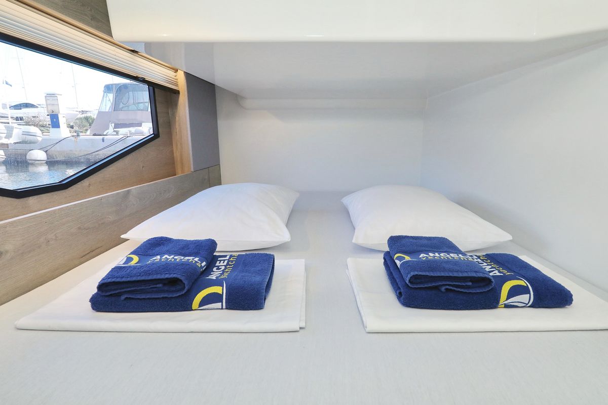 Cabin on Mackata, a Cobra Yachts Seamaster 45 yacht at Grad Vodice, Croatia