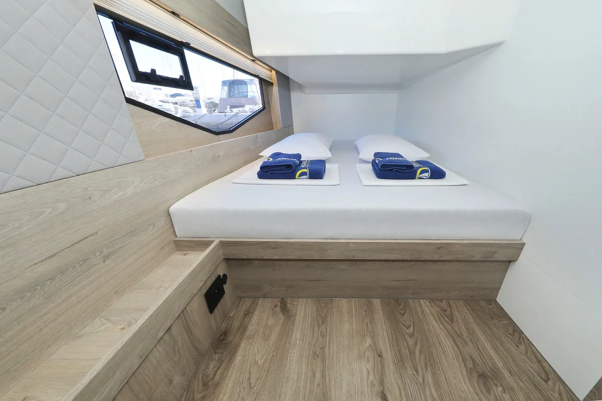 Cabin on Mackata, a Cobra Yachts Seamaster 45 yacht at Grad Vodice, Croatia