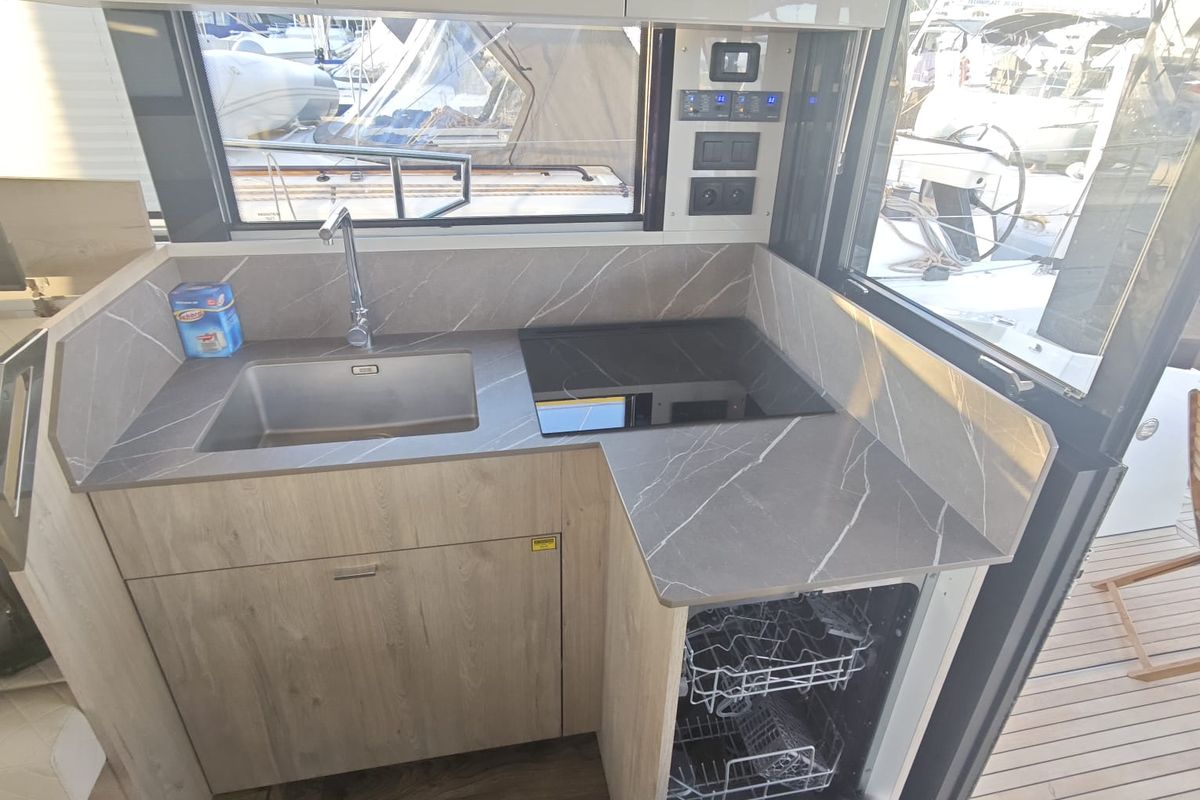 Galley of Mackata, a Cobra Yachts Seamaster 45 yacht at Grad Vodice, Croatia