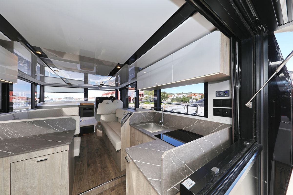 Cockpit of Mackata, a Cobra Yachts Seamaster 45 yacht at Grad Vodice, Croatia