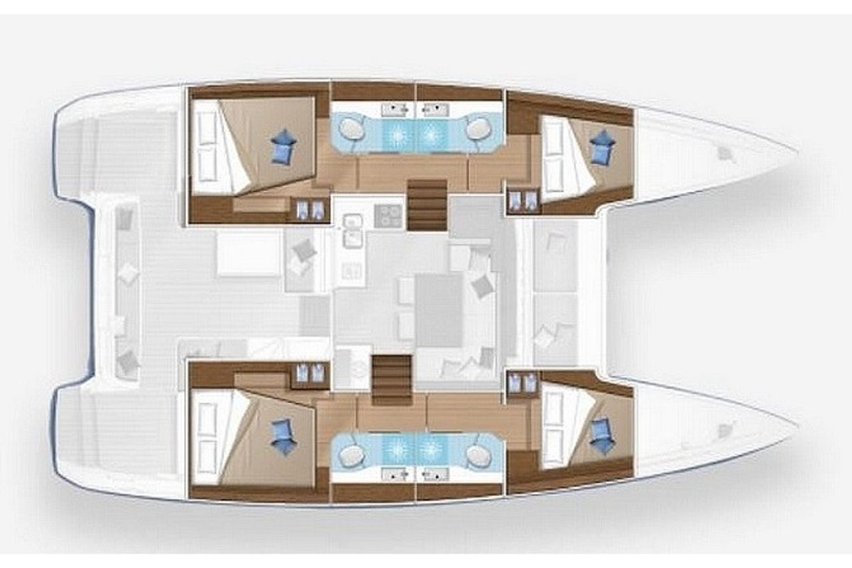 Floor plan of LAST ONE, a Lagoon 40 catamaran at Le Gosier, France