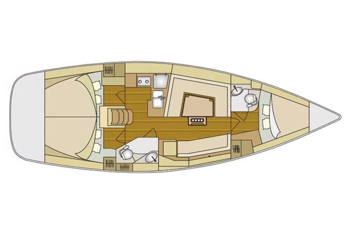 Floor plan of Orca. O, a Elan Impression 384 sailboat at Izola / Isola, Slovenia