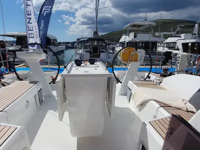 Deck of Dommie, a Beneteau Oceanis 46.1 sailboat at Split, Croatia