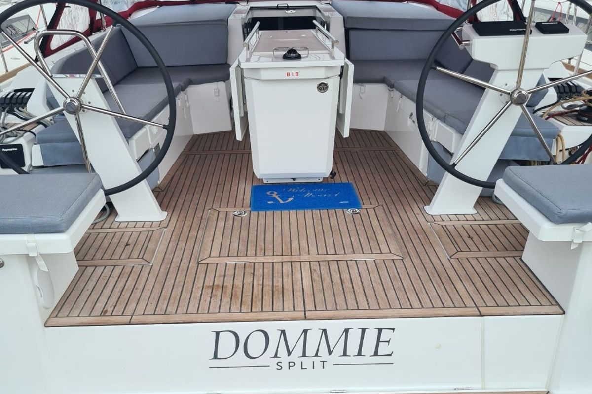 Cockpit of Dommie, a Beneteau Oceanis 46.1 sailboat at Split, Croatia