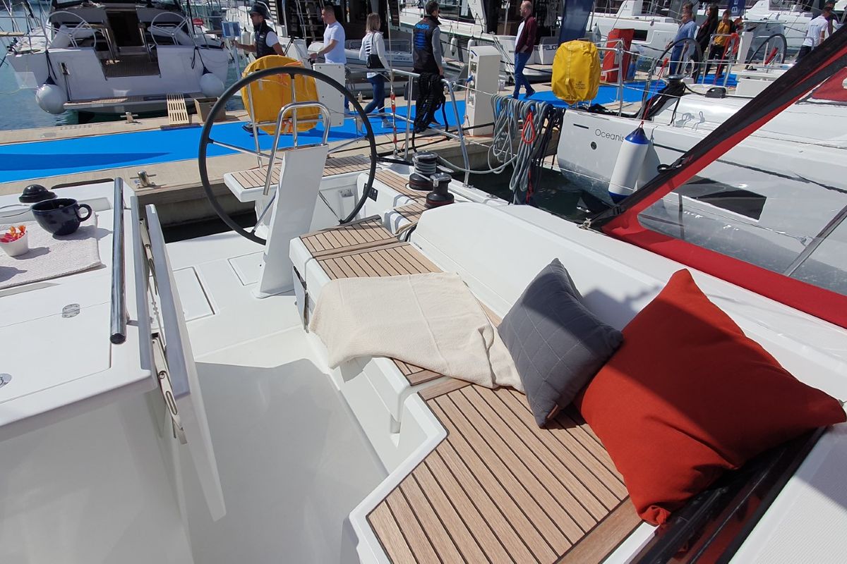 Deck of Dommie, a Beneteau Oceanis 46.1 sailboat at Split, Croatia