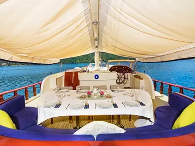 Deck of Perla Del Mar II, a Unknown M/S Perla Del Mar II yacht at Marmaris, Turkey